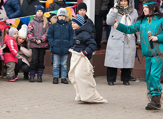 Image showing Boy run in bag
