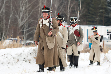 Image showing Hiking russian soldiers