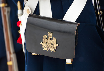 Image showing Musketeers bag with coat of arms