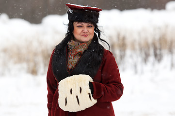 Image showing Retro dressed woman posing