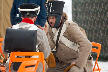 Image showing Two russian soldiers talk