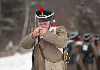 Image showing Smoking russian soldier