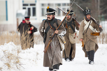 Image showing Hiking squad walking