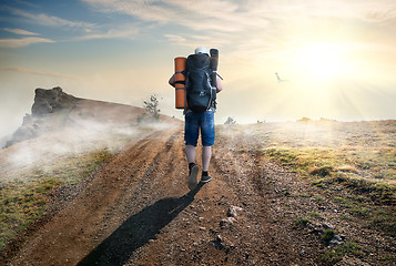 Image showing Climbing tourist