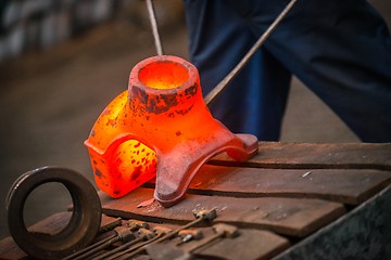 Image showing Hot iron in smeltery