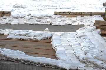 Image showing White sandbags 