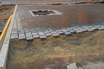 Image showing Stone sidewalk angle shot