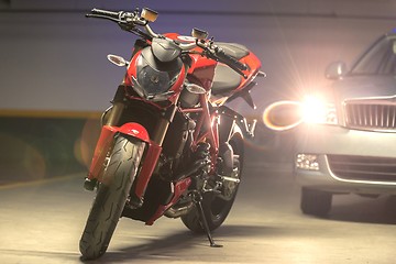 Image showing Motorcycle parking in garage