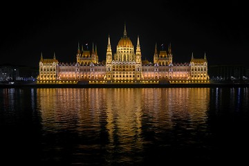 Image showing Night detail of the Parliament building 