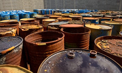 Image showing Several barrels of toxic waste 