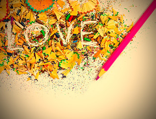 Image showing The word Love on colored pencil shavings
