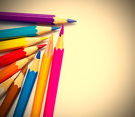 Image showing set of colored pencils on white background