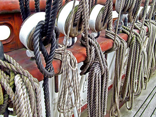 Image showing Sailship ropes