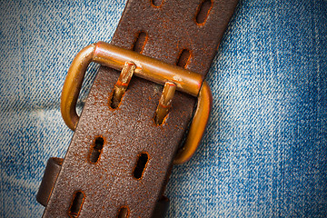 Image showing vintage leather belt with buckle