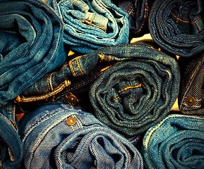 Image showing Jeans trousers rolls