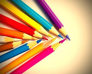 Image showing set of colored pencils on white background