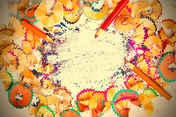 Image showing bright multicolored pencil shavings