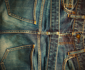 Image showing fashion jeans in stack