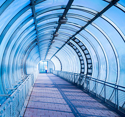 Image showing blue air pedestrian tunnel