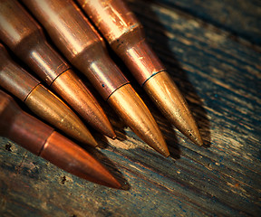 Image showing Still life with several rifle cartridges