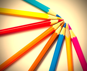 Image showing set of colored pencils on white background