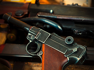 Image showing Parabellum pistol and submachine gun MP 38