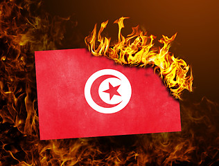 Image showing Flag burning - Tunisia