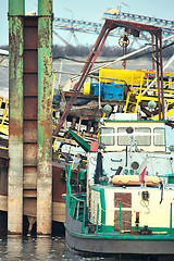 Image showing Ships moored at a shipyard