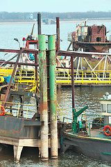 Image showing Ships moored at a shipyard