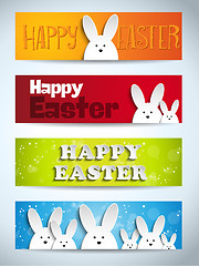 Image showing Happy Easter Rabbit Bunny Set of Banners