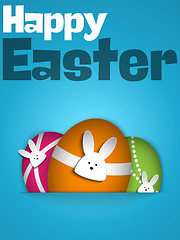Image showing Happy Easter Rabbit Bunny on Blue Background