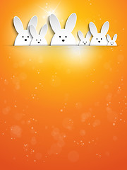 Image showing Happy Easter Rabbit Bunny on Orange Background