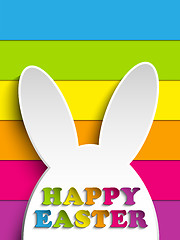 Image showing Happy Easter Rabbit Bunny on Rainbow Background