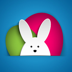 Image showing Happy Easter Rabbit Bunny on Blue Background