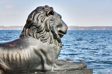 Image showing Lion statue at lake Starnberg