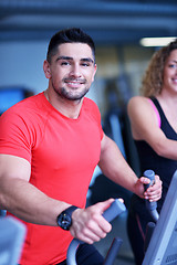 Image showing man running on the treadmill