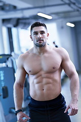 Image showing handsome man exercising at the gym