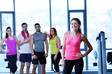 Image showing Group of people exercising at the gym