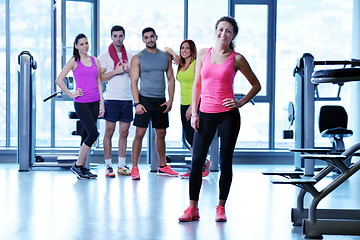 Image showing Group of people exercising at the gym