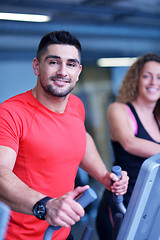 Image showing man running on the treadmill