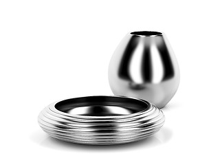 Image showing Silver vase and bowl