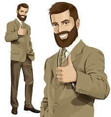 Image showing Vector Business Man With Beard Shows Well Done