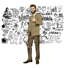 Image showing Vector Business Man With Beard Shows Well Done