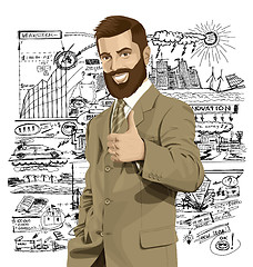 Image showing Vector Business Man With Beard Shows Well Done