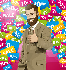 Image showing Vector Business Man With Beard Shows Well Done