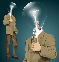 Image showing Vector Lamp Head Business Man Shows Well Done