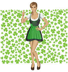 Image showing Vector Woman In Drindl On Saint Patricks Day