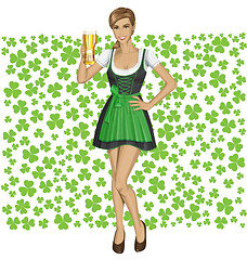 Image showing Vector Woman In Drindl On Saint Patricks Day