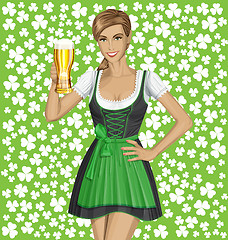 Image showing Vector Woman In Drindl On Saint Patricks Day