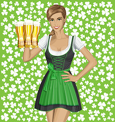 Image showing Vector Woman In Drindl On Saint Patricks Day